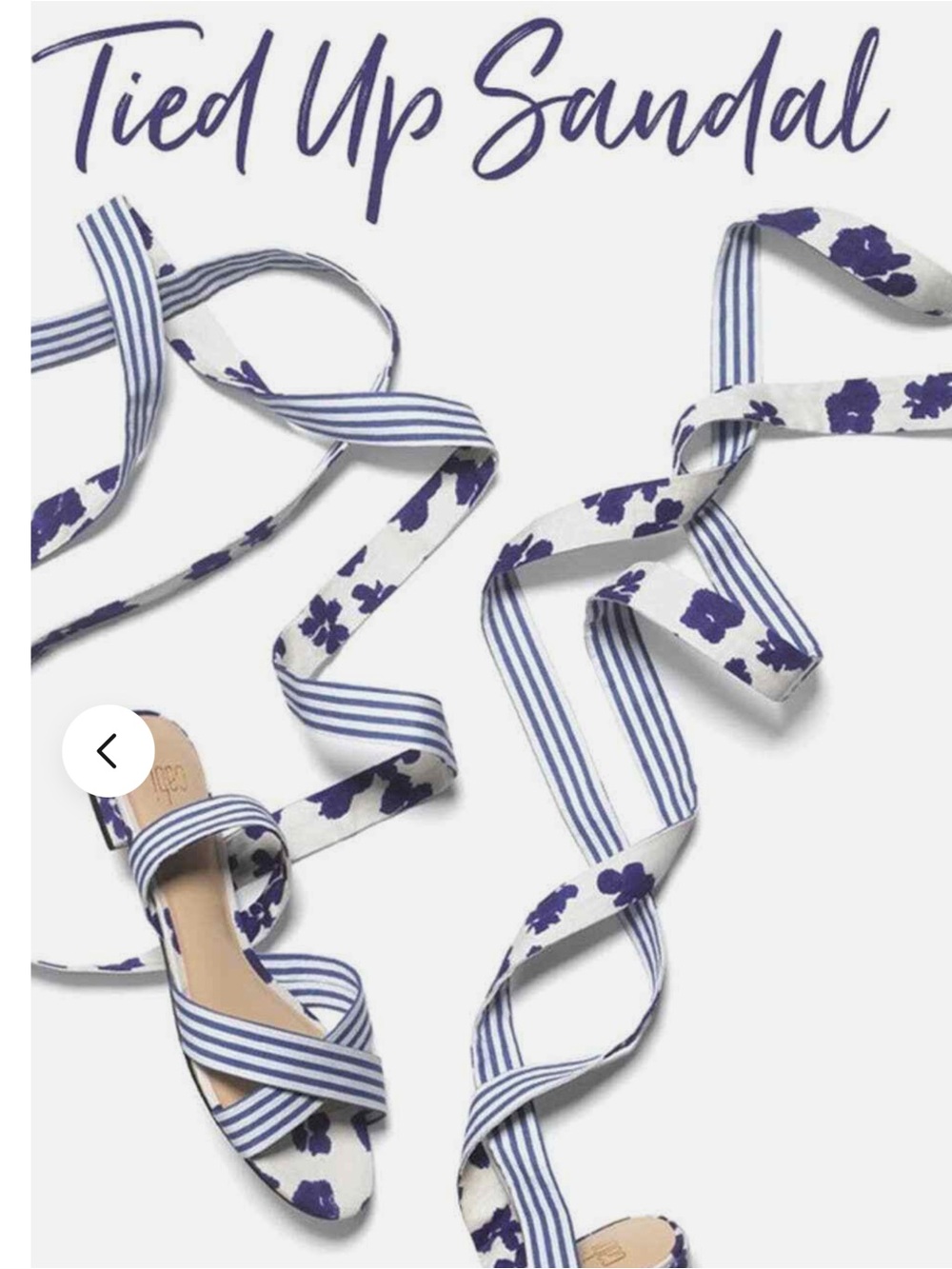 Tied-Up Floral & Stripe Lace-Up Sandals - White & Blue CAbi